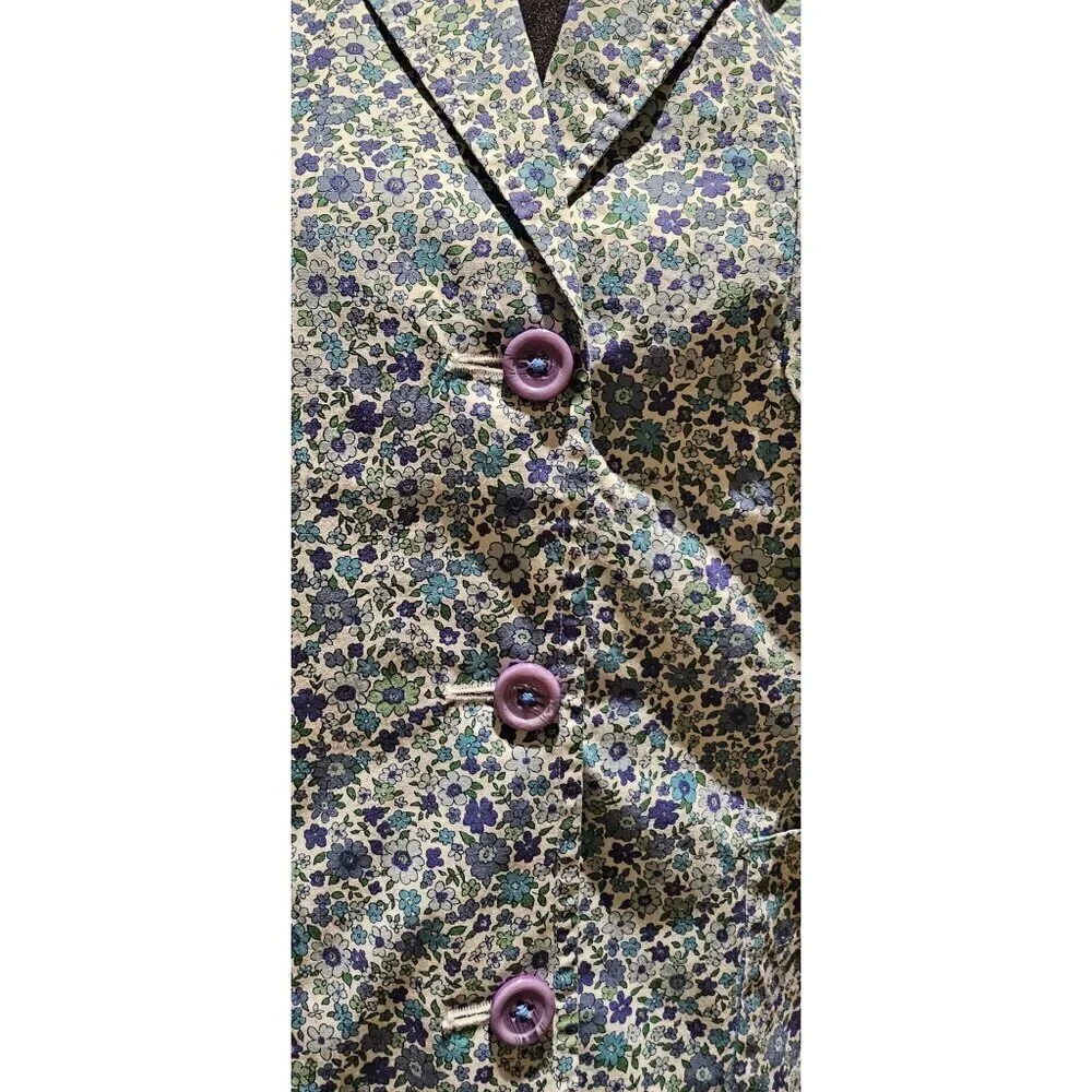 Van Heusen Women's L Summer Floral Button-Up Garden 3/4 Sleeve Blazer - Picture 3 of 6